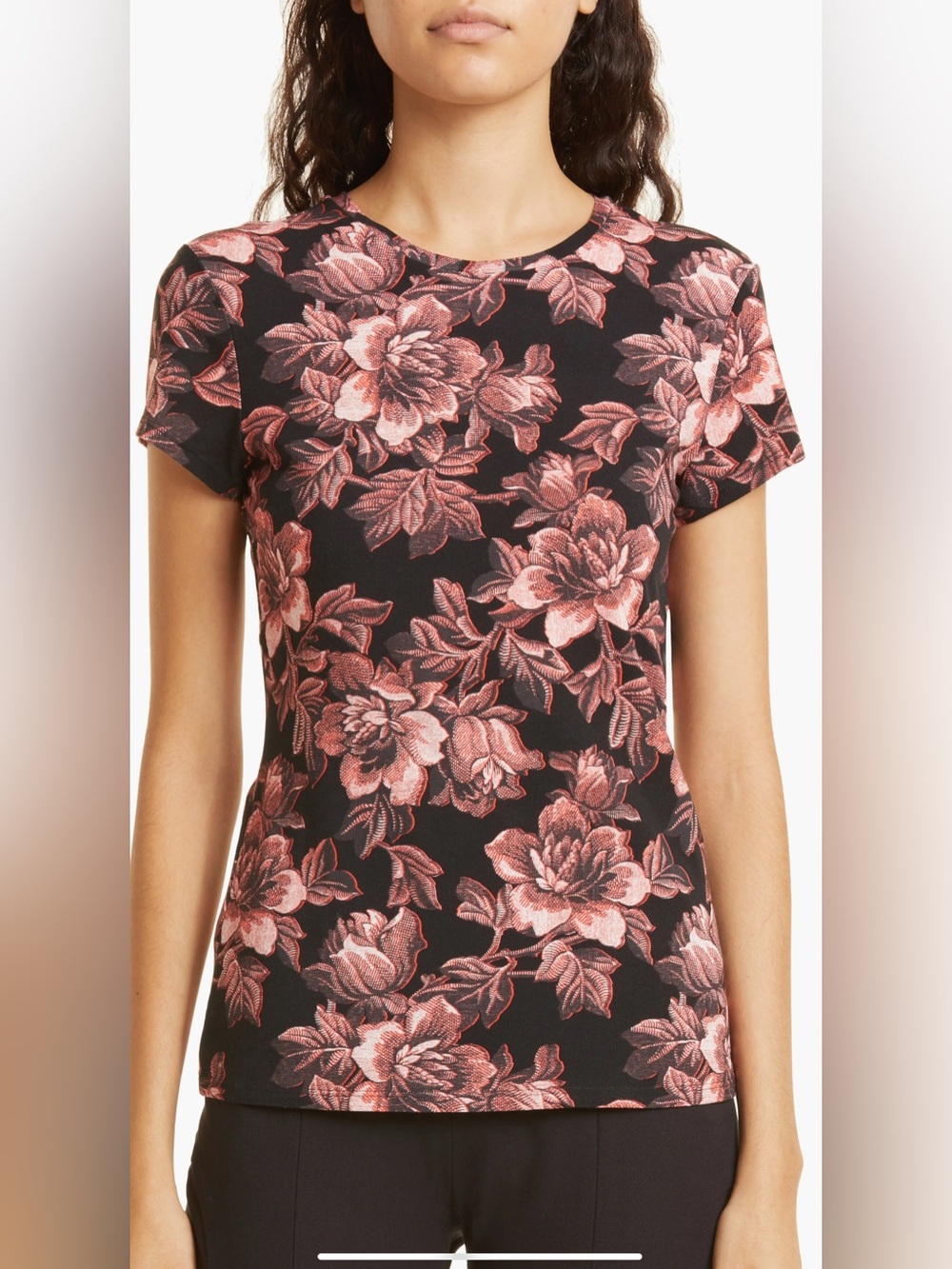 Ted Baker Black Tee with Pink Floral Print